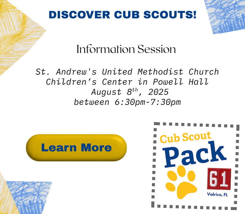 8/8/2025 information session at St. Andrew's Methodist Church Powell Hall from 6:30pm to 7:30pm